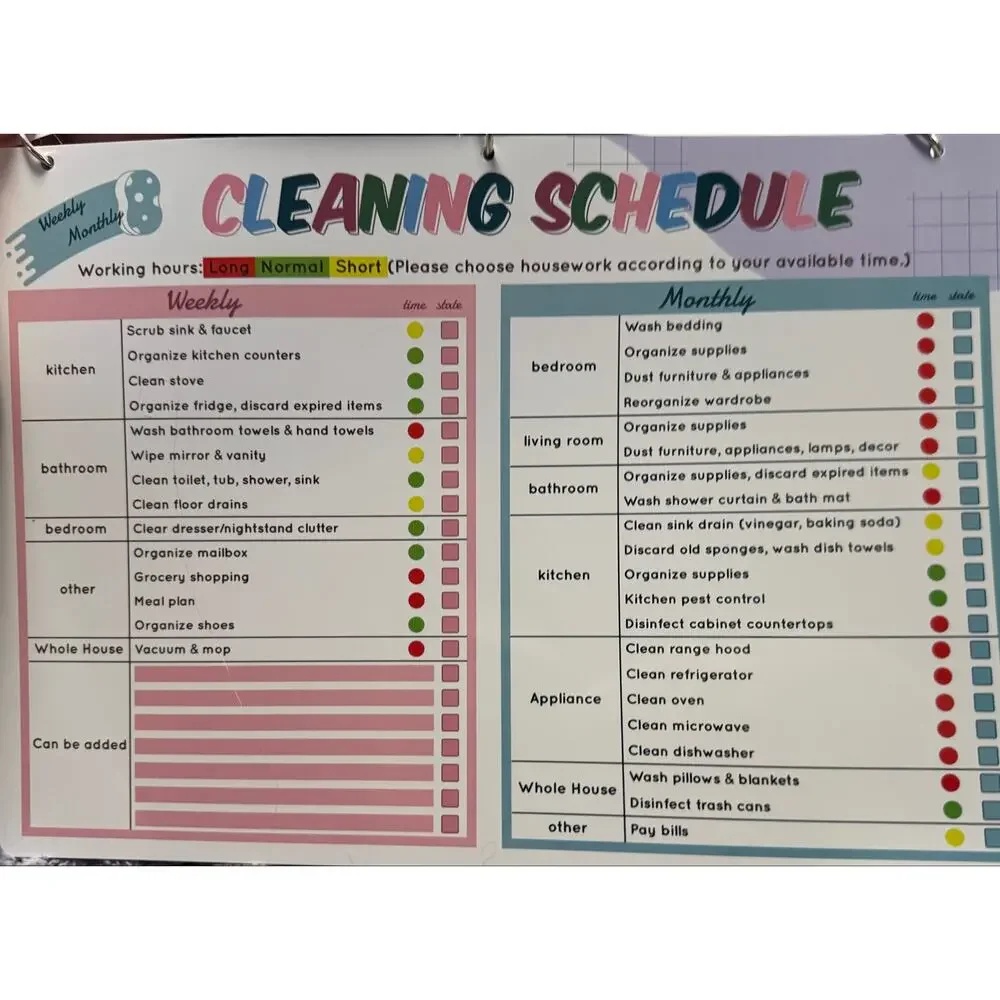 ADHD Magnetic Dry Erase Cleaning Planner Checklist NIP